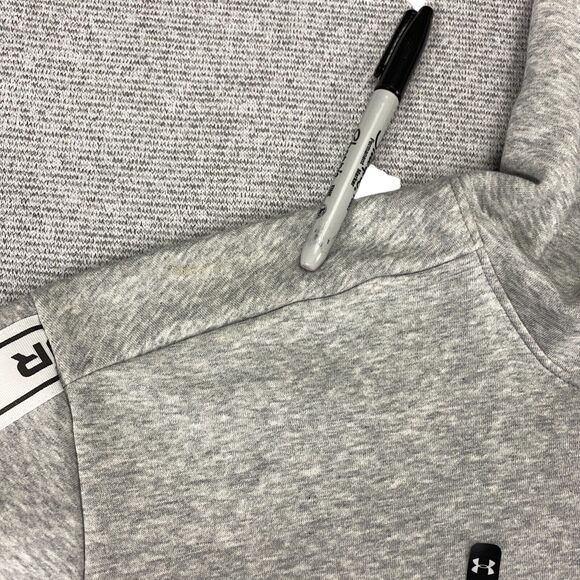 Under Armour Crop Hoodie Women's SM Heather Gray Fleece Lined Loose Fit Pullover - Picture 3 of 15